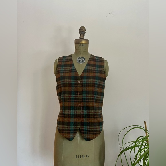 Vintage Wool Waistcoat Vest - Plaid - Picture 2 of 12